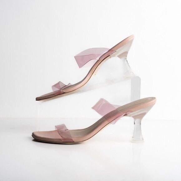 Stuart Weitzman Womens Kristal Clear Sandals Slides US 9.5 EU 40 Light Pink NWD - Picture 5 of 8